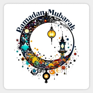 Pollock-style Ramadan Moon Magnet